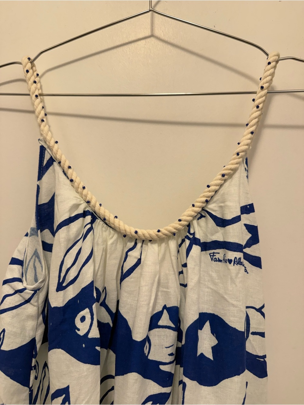 Familiar blue & white printed dress by Farm Rio - Picture 6 of 6
